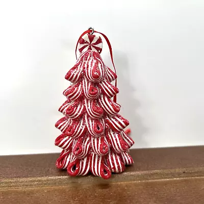 Buy Christmas Peppermint Tree Ornament Red White Ribbon Candy Cane Tiered • 9.31£