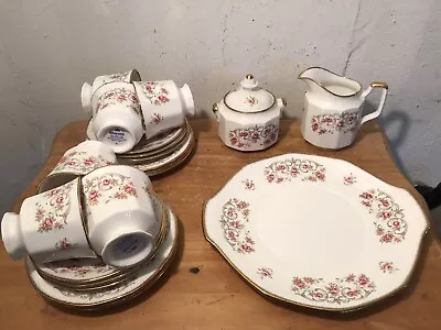 Buy Queens Fine Bone China 6 Set Teaset With Cake Plate Sugar Bowl And Milk Jug  • 45£