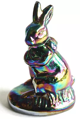 Buy Vintage Carnival Amethyst Black Glass Bunny Rabbit Figurine Paperweight 3 3/8  • 26.09£