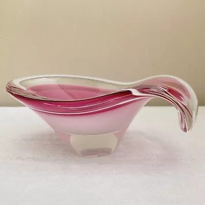 Buy Vintage Retro 1960’s Heavy Glass Trinket Dish; Raspberry/Baby/Shell Pink Ombre • 14£