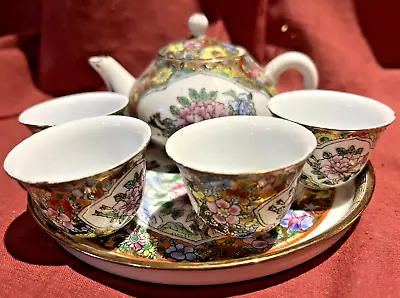 Buy Miniature Oriental Floral Eggshell China Tea Set On Tray Excellent • 15.50£