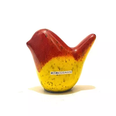 Buy Red Over Yellow Bird Sculpture By Otto Keramik- Fat Lava West German Pottery • 34.99£