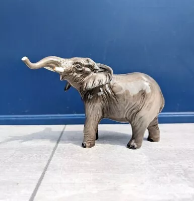 Buy Early Vintage Beswick Elephant Figurine Trunk Stretching Model No 974 Grey Gloss • 20£