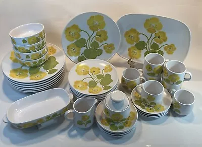 Buy Vintage Noritake Progression 9072 Yellow Flower Time Dish Set MCM- 39 Pieces • 122.60£