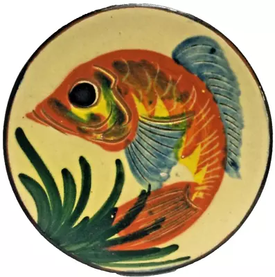 Buy Decorative Wall Plate Fish Design Terracotta Vintage Art Pottery Diameter 17cm • 14.99£