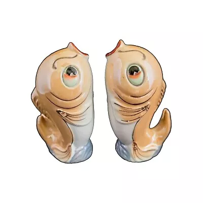 Buy Vintage Kissing Fish Salt And Pepper Shakers Pearl Lustre Ware Kitch 10cm Tall • 7.99£