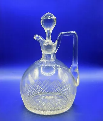 Buy Art Deco Antique Cut Glass Crystal Decanter With Shaped Handle And Stopper • 18£