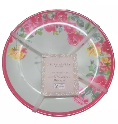 Buy LAURA ASHLEY Melamine Pink & Yellow Roses 7.5”Salad Plates (SET OF 4) NEW • 26.09£