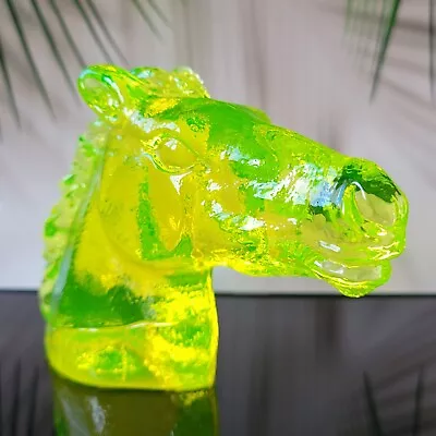 Buy Vaseline Uranium Horse 3'' Uranum Yellow Clear Glass Figurine Art Deco • 79.21£