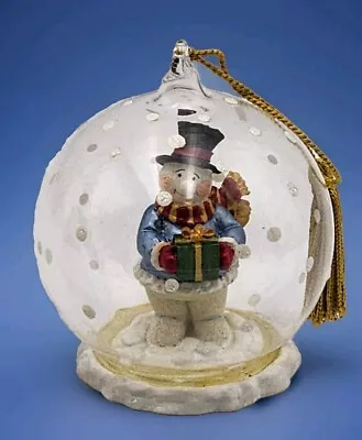 Buy Gorham Crystal Blown Glass Winter Follies Snowman Christmas Ornament In Box • 18.63£