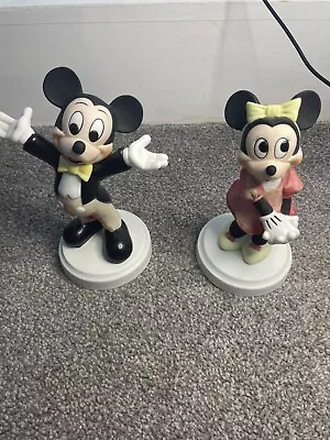 Buy Vintage Disney Mickey & Minnie Mouse Figurines Bisque Porcelain Disney Taiwan • 20£