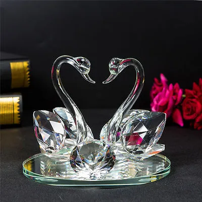 Buy Crystal Glass Large Twin Swans - Valentine's Day Gift  Decorative Model • 16.99£