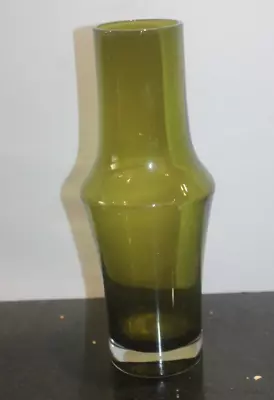 Buy Retro Riihimaki Olive Green Glass Vase  25 Cm Tall • 30£