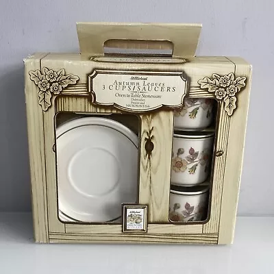 Buy St Michael Autumn Leaves 3 Coffee Cups And Saucers In Box M & S Vintage 1986 • 29.99£