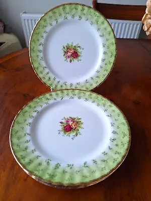 Buy 4 Vintage Royal Albert Old Country Roses Green Border  Salad/dessert Plates 1962 • 65£