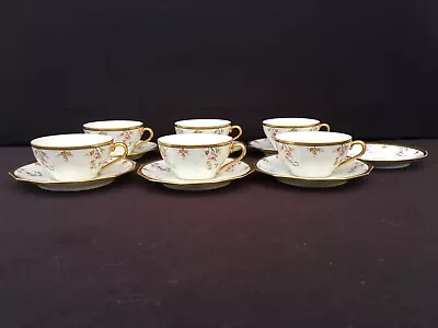 Buy 6 Cups With Its Limoges Signed Sequin Art Deco Porcelain Sub Cups • 69.93£