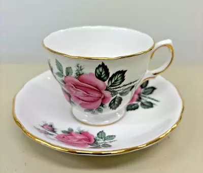 Buy Royal Vale Bone China Teacup & Saucer Made In England Roses Gold Trim • 9.27£
