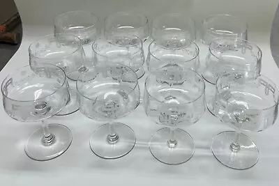 Buy Set Of 12 Elegant Etched Deco Champagne/Coupe/Dessert Glasses • 60.58£