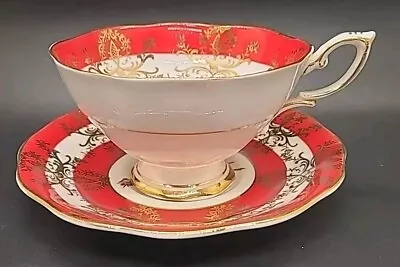 Buy Royal Standard China Rose Tea Cup & Saucer No. 2062 Red Gold • 18.99£