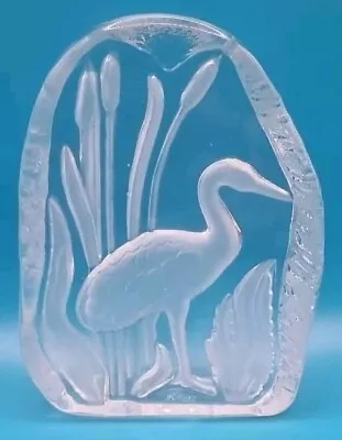 Buy Vintage Crystal Glass Paperweight Heron In Reeds In Great Condition  • 9.66£