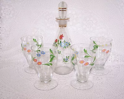 Buy Glass Decanter & Glasses Hand Painted • 28.99£