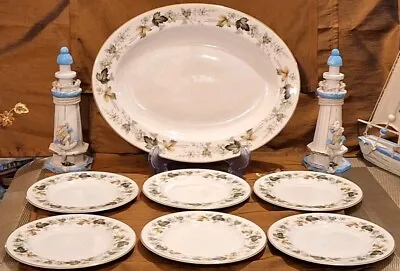 Buy Royal Doulton Larchmont T.C.1019 Dinnerware: Large Oval Platter & 6 Side Plates • 30£