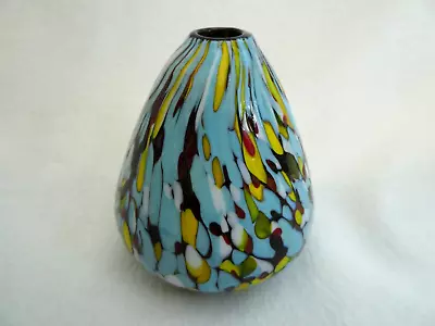 Buy Vintage  Art Glass  Murano Vase 1970s  Bright Colours End Of Day /Splatter Vase • 28£