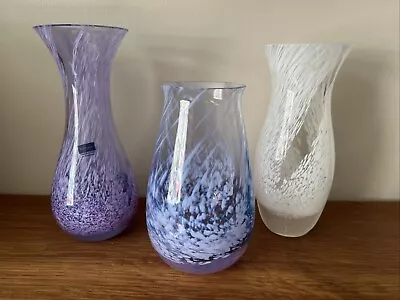 Buy 3 X Small Swirl Caithness Glass Vases Vgc • 12.90£