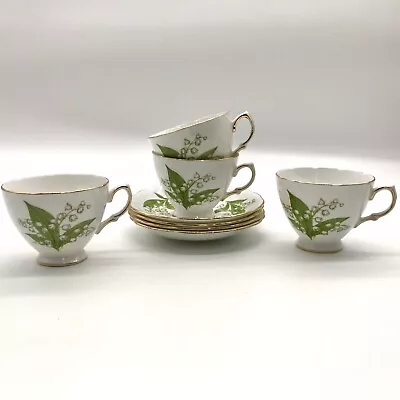 Buy Set Of 4 Royal Vale Lily Of The Valley 7767 Bone China Cups/Saucers England • 40.03£