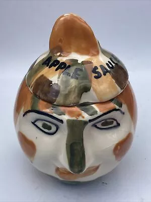 Buy Vintage Dragon Pottery Rhayader Covered Face Apple Sauce Serving Jar Pot Stripe • 10£
