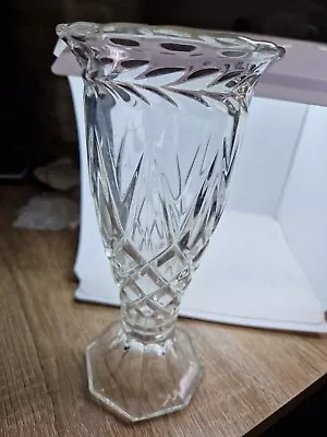 Buy Vintage Vase Glass Cut Crystal Clear 21cm • 9.99£