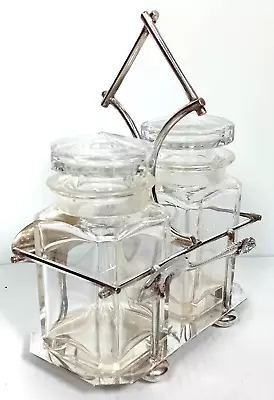 Buy Antique Fine Quality Cut Glass Jam Jars Preserve Jars In Silver Plated Carrier • 12£