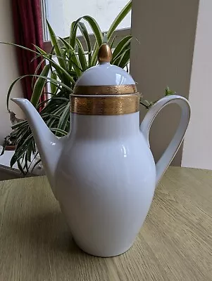 Buy Vintage Hutschenreuther Bavaria White Gold Porcelain Coffee Pot Superb Condition • 11.50£