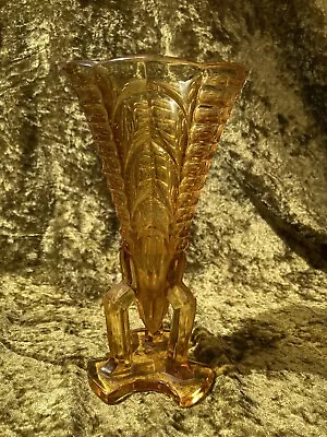 Buy Vintage Amber Glass Art Deco Rocket Vase • 4£