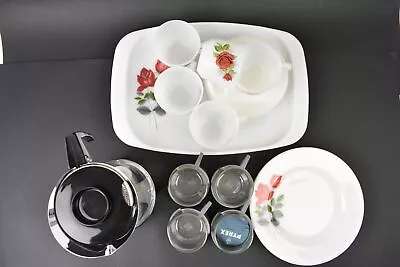 Buy Vintage Pyrex Job Lot X 19 Tea Set Plates Platter Mugs Coffee Pot Rose Detail  • 39.99£