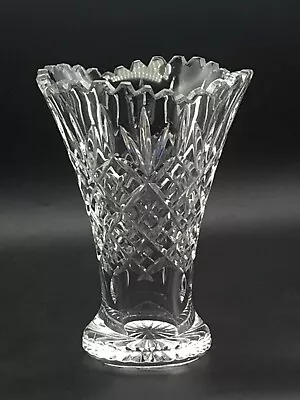 Buy Vintage Crystal Cut Heavy Glass Fluted Vase Clear • 32£