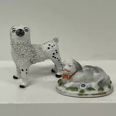 Buy Antique  Staffordshire Ceramic Dogs  19th Cent. Shredded Clay • 35£