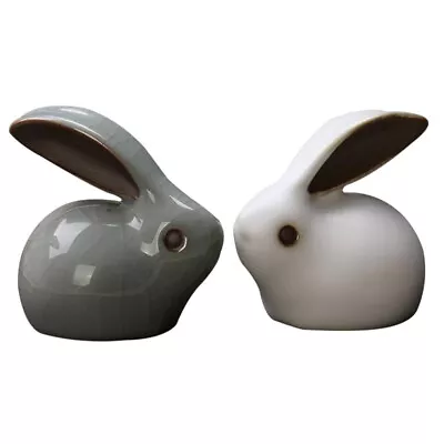 Buy  2 Pcs Animal Desktop Decoration Rabbit Tea Pet Ornament Decorate • 11.69£