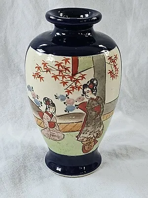 Buy An Antique Japanese Blue Ground Satsuma Pottery Vase, Hand Painted • 20£