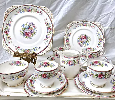 Buy VINTAGE Royal Grafton Bone China Tea Set Floral 4 Trios 2 LG Plates, Sugar/Milk • 58£