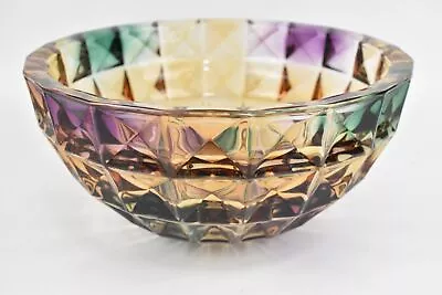 Buy Luxenon Delura Brown/Pink/Green Coloured Glass Square Pattern Fruit Bowl 10.25   • 49.99£