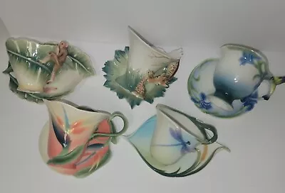 Buy Franz Porcelain Five Cup Saucer Sets-Jungle Beauties & Insects • 279.57£