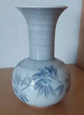 Buy Vintage Jersey Pottery Vase Blue Glaze Floral C. 1 • 8.99£