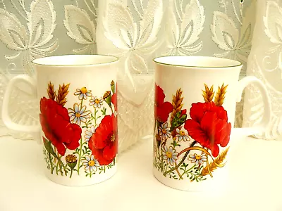 Buy Pair Duchess Fine Bone China *** Poppies  *** Mugs          Never Used • 15£