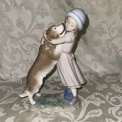 Buy Lladro ~ #6903 ~  A Warm Welcome  ~ Girl Hugging Her Dog ~ W/Box • 302.88£