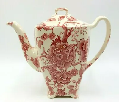 Buy Antique Johnson Bros English Chippendale Floral Red / White Teapot • 139.74£