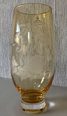 Buy Royal Doulton Glass Vase Etched With Flowers Golden Wedding Anniversary Perfect • 14.99£