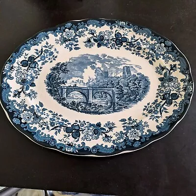 Buy Large Spode Italian Blue & White Italian Serving Platter Plate 16  • 35.99£