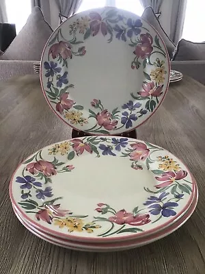 Buy 4x Staffordshire Chelsea Tableware Dinner Plates 26cm (10”) Pink Floral England • 19.95£