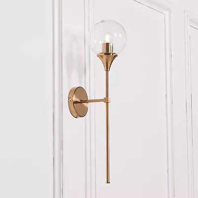 Buy Gold Satin Deco Glass Ball Wall Light • 58.99£